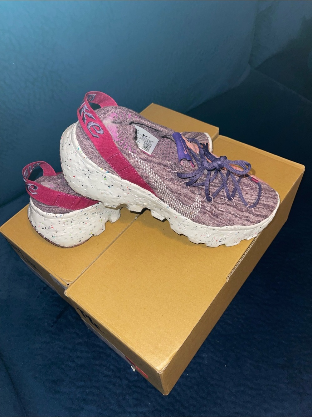 Nike Women's Maroon and Purple Knit Trail Sneakers